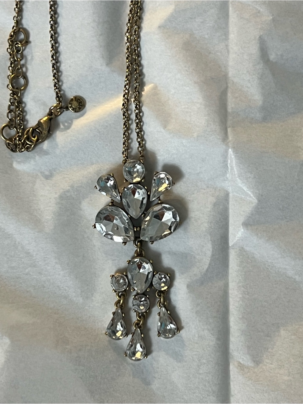 J.Crew Long Crystal Teardrop Statement Necklace
